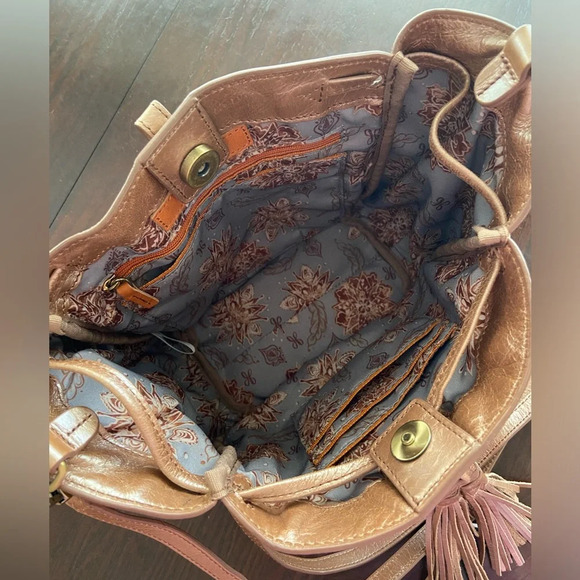 HOBO Puck Mini Backpack Crossbody Convertible in Cameo Metallic Neutral - Picture 10 of 16